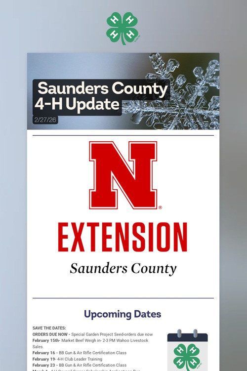 Saunders County 4-H Update