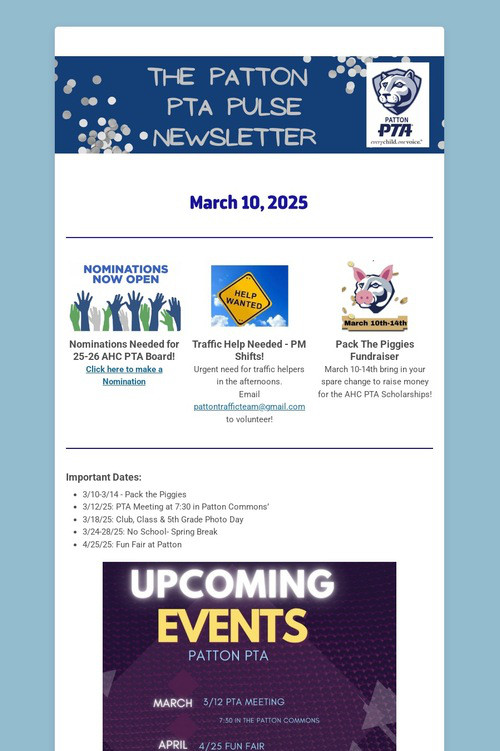 Patton PTA Pulse Newsletter
