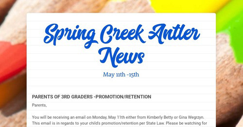 Spring Creek Antler News Smore Newsletters