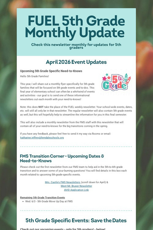 FUEL 5th Grade Monthly Update