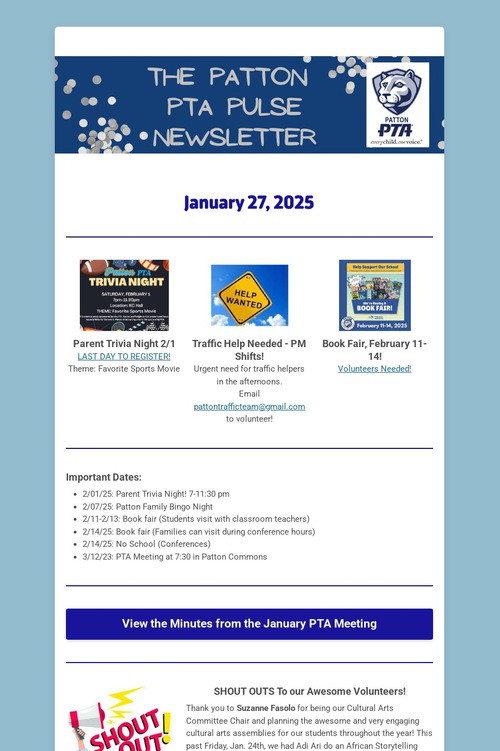 Patton PTA Pulse Newsletter