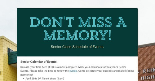 Don't Miss A Memory!
