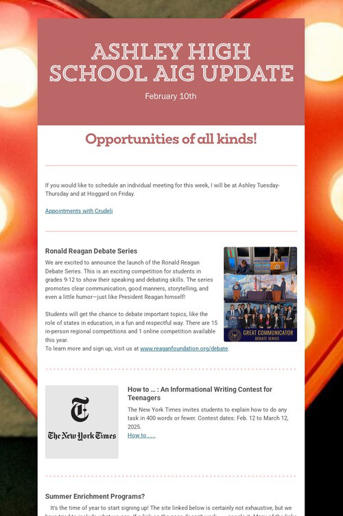 Ashley High School AIG Update