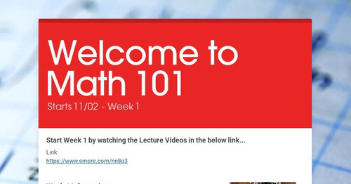 Welcome to Math 101