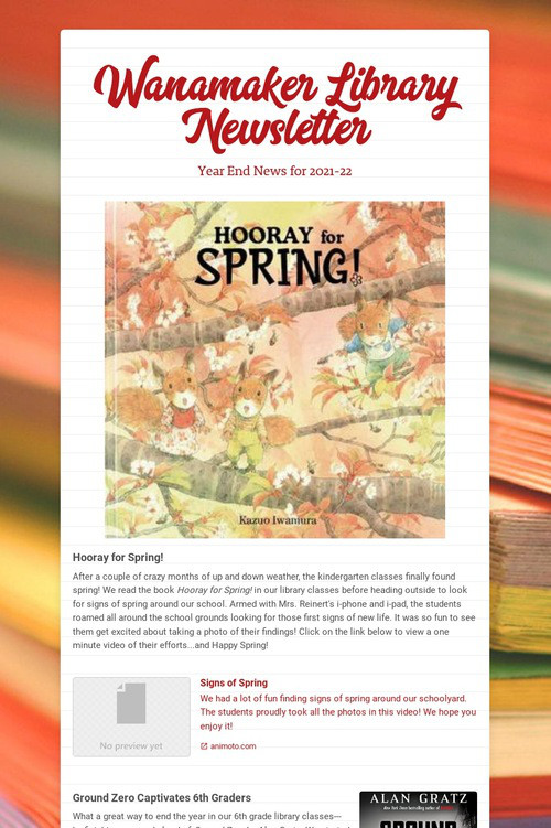 Wanamaker Library Newsletter