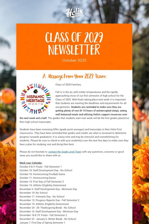 Class of 2029 Newsletter