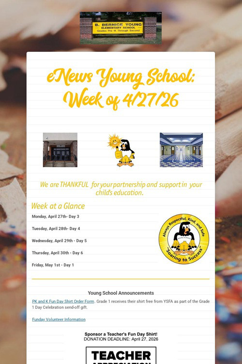 eNews Young School: Week of 4/27/26