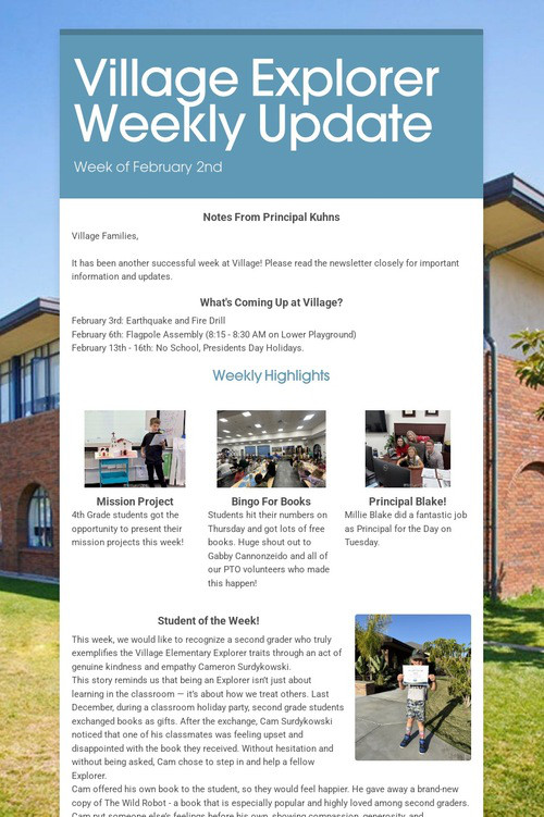 Village Explorer Weekly Update