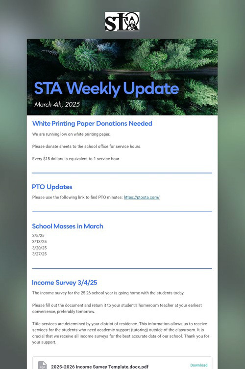 STA Weekly Update