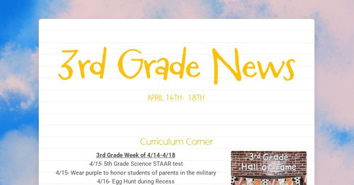 3rd Grade News