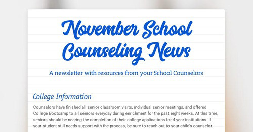 November School Counseling News