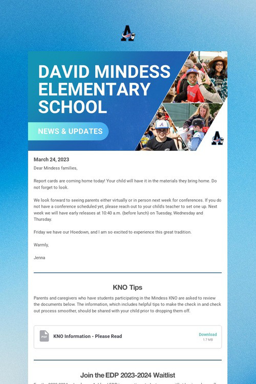 Mindess School Weekly Update