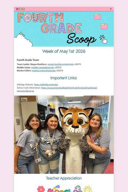 4th Grade Weekly Newsletter