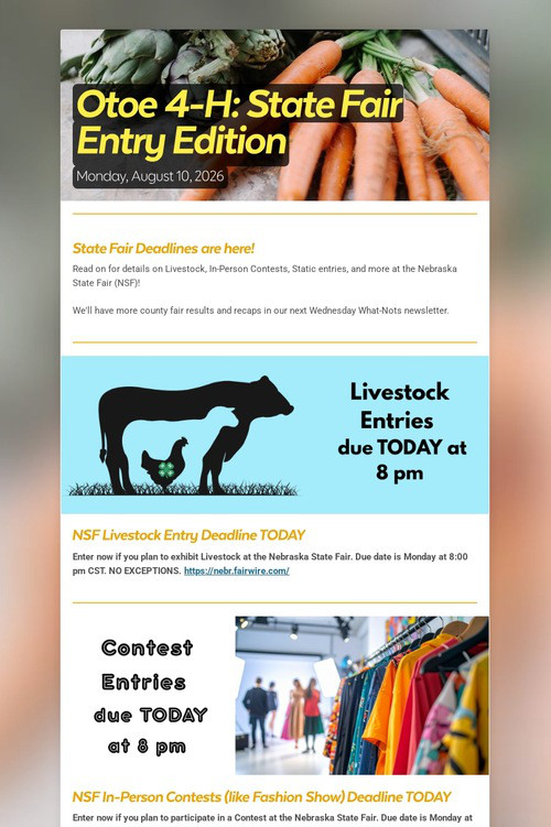 Otoe 4-H: State Fair Entry Edition