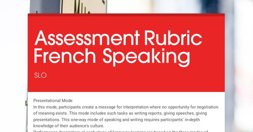 Assessment Rubric French Speaking | Smore Newsletters for Education