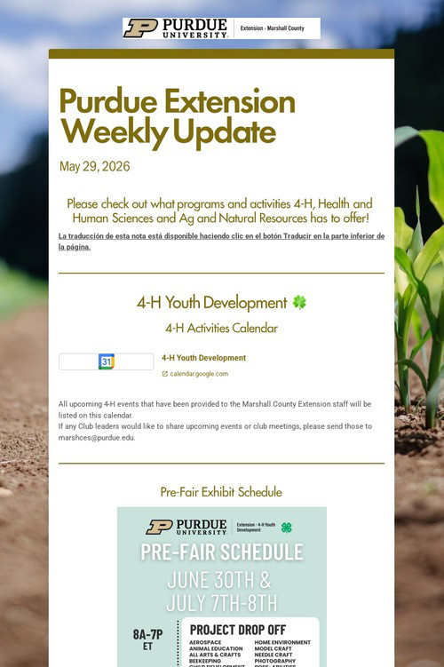 Purdue Extension Weekly Update