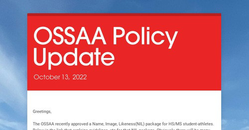 OSSAA Policy Update