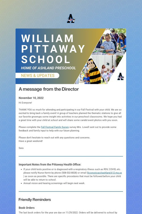 Ashland Preschool Weekly Update