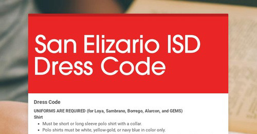 San Elizario ISD Dress Code