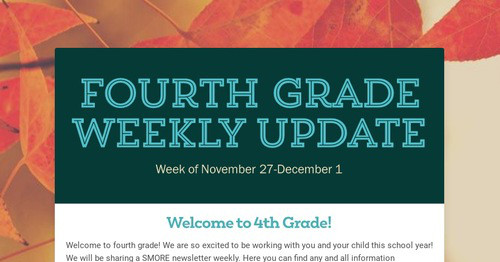 Fourth Grade Weekly Update
