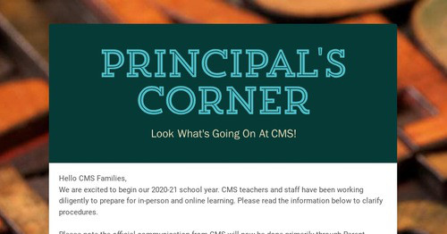 Principal's Corner | Smore Newsletters