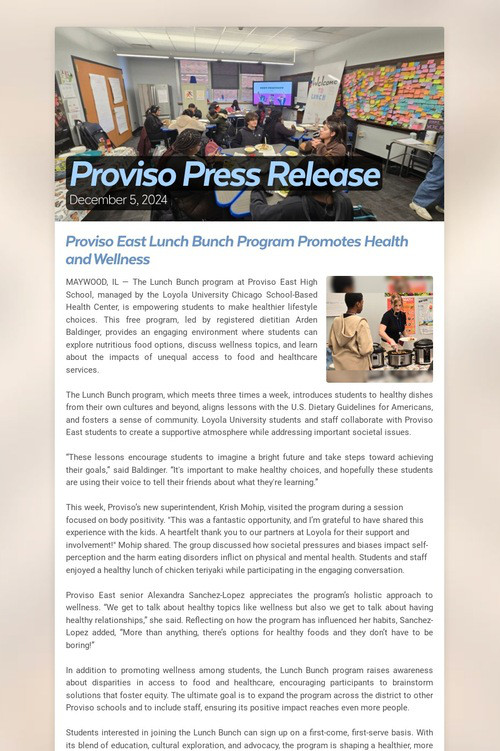 Proviso Press Release