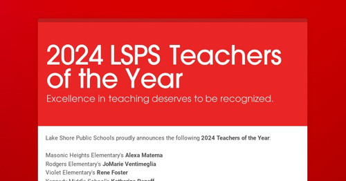 2024 LSPS Teachers of the Year