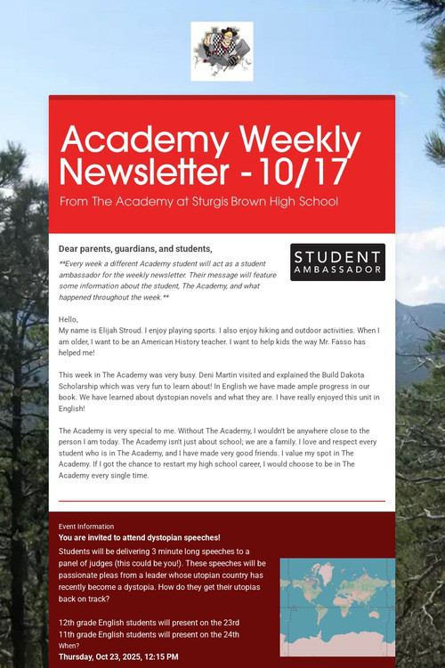 Academy Weekly Newsletter - 10/17