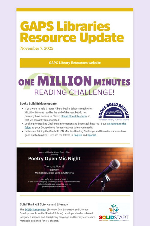 GAPS Libraries Resource Update