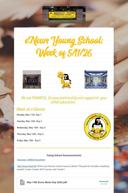eNews Young School: Week of 5/11/26