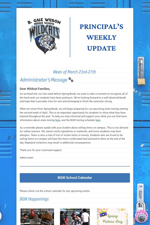 Principal's Weekly Update