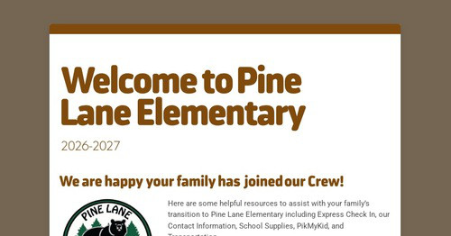 Welcome to Pine Lane Elementary