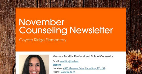 November Counseling Newsletter