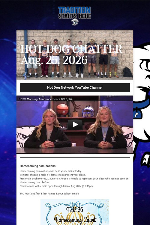 HOT DOG CHATTER Aug. 25, 2026