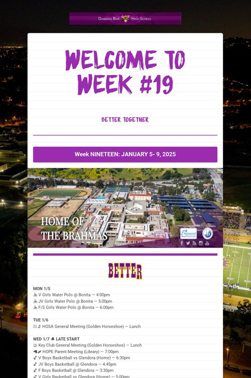 Welcome To Week #19