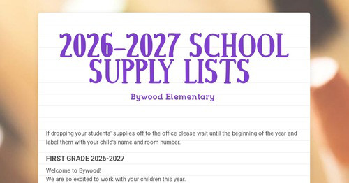 2024-2025 SCHOOL SUPPLY LISTS