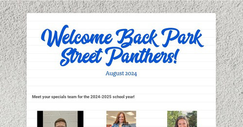 Welcome Back Park Street Panthers!