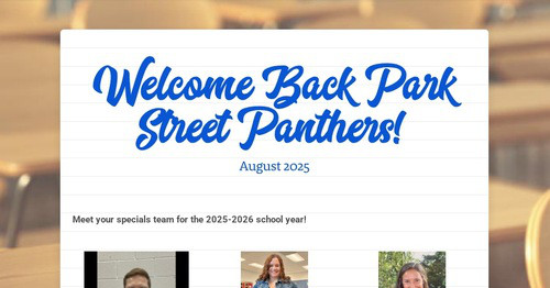 Welcome Back Park Street Panthers!
