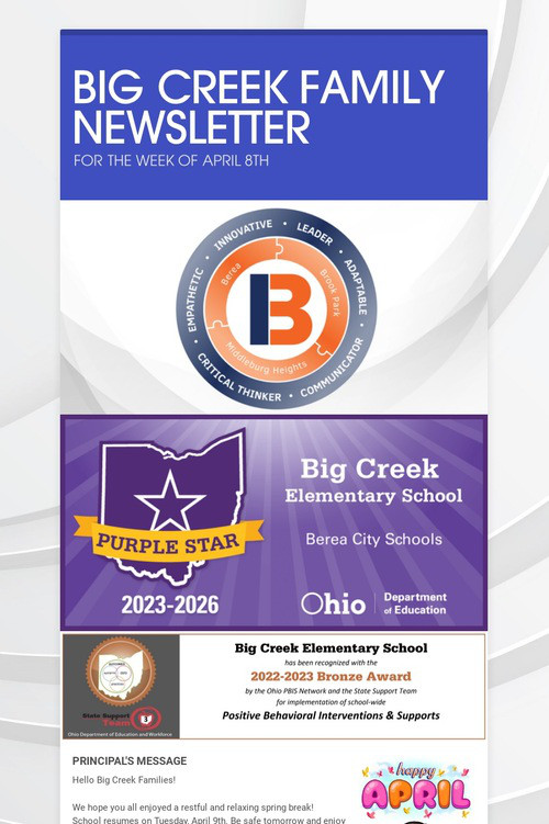 BIG CREEK FAMILY NEWSLETTER