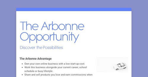 The Arbonne Opportunity