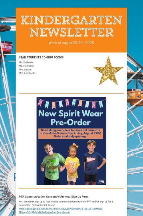 Kindergarten Newsletter