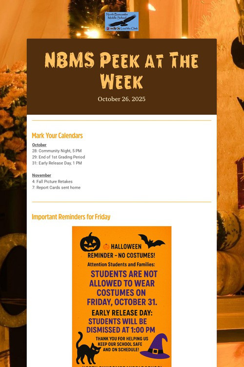 NBMS Peek at The Week