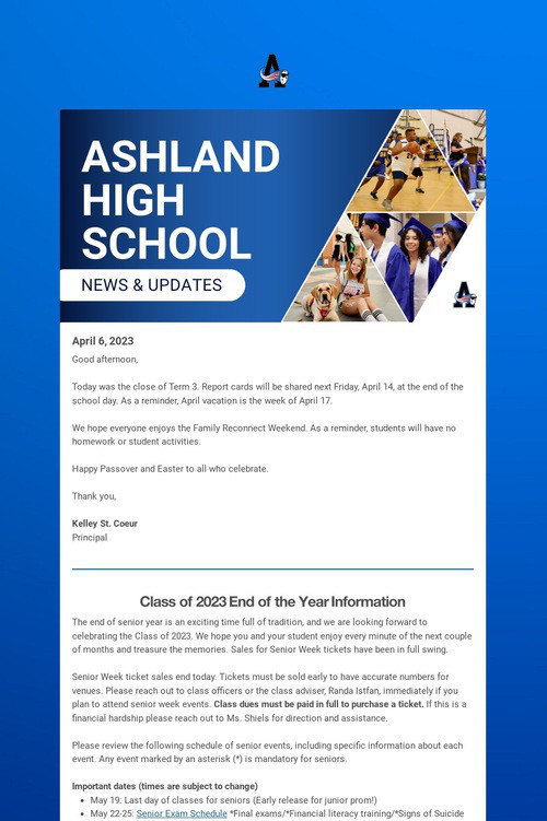 Ashland High School Weekly Update