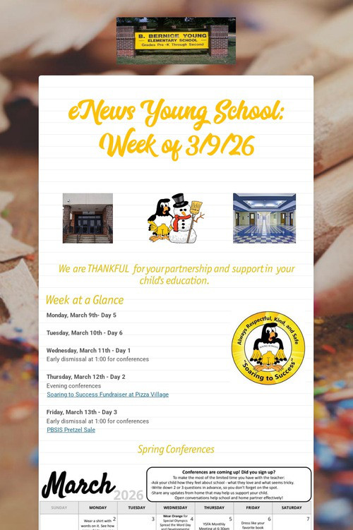 eNews Young School: Week of 3/9/26