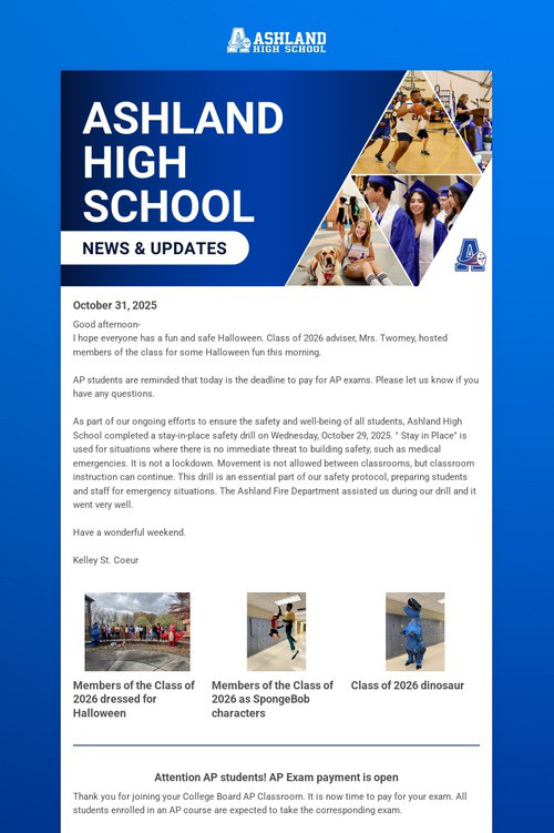 Ashland High School Weekly Update