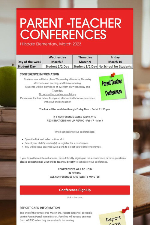 PARENT -TEACHER CONFERENCES