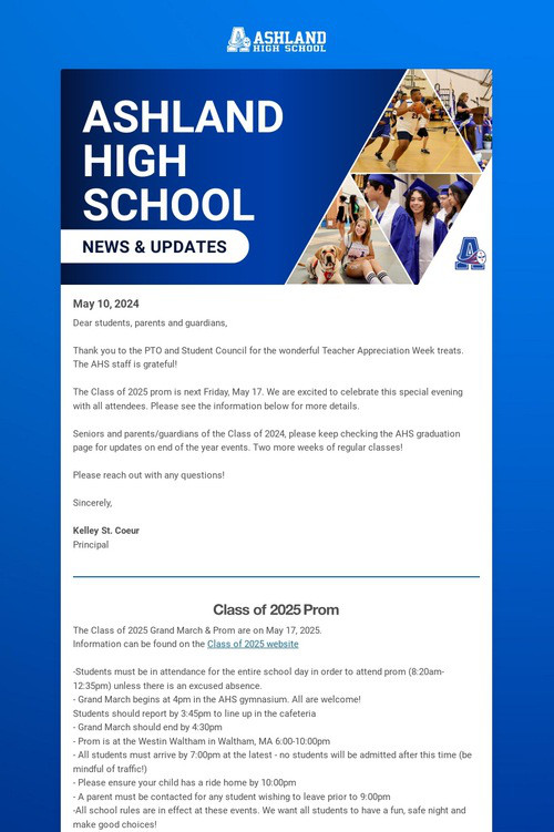 Ashland High School Weekly Update