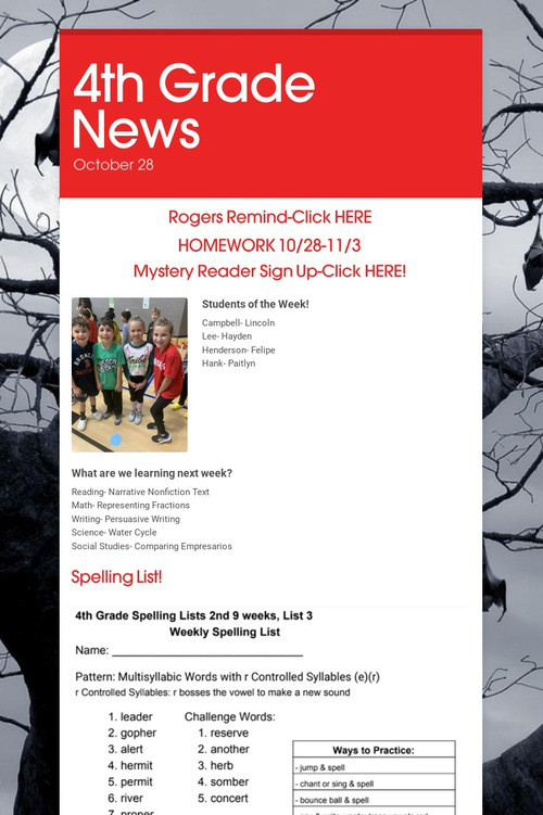 4th Grade News