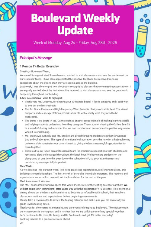 Boulevard Weekly Update