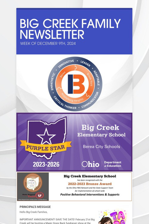 BIG CREEK FAMILY NEWSLETTER